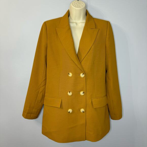 Gestuz LizaGZ Double Breasted Blazer Boxy Fit Relaxed Sz 36Small Mustard Yellow - Picture 2 of 15